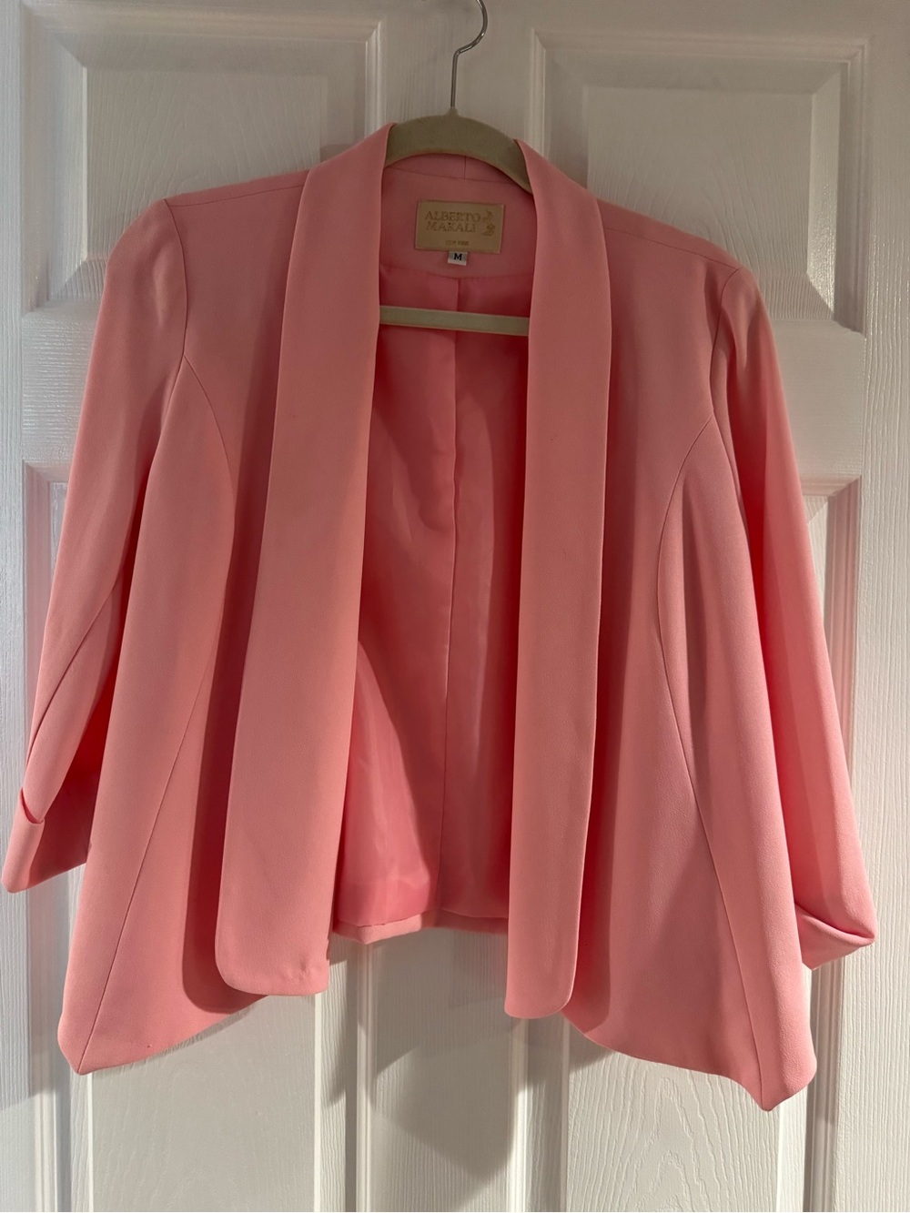 Alberto Makali Pink Draped Open-Front Blazer Jacket